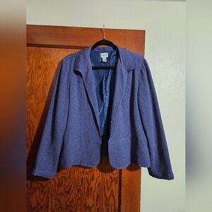 Chico's Purple Blue Open Front Long-sleeve Dress Jacket Size 2